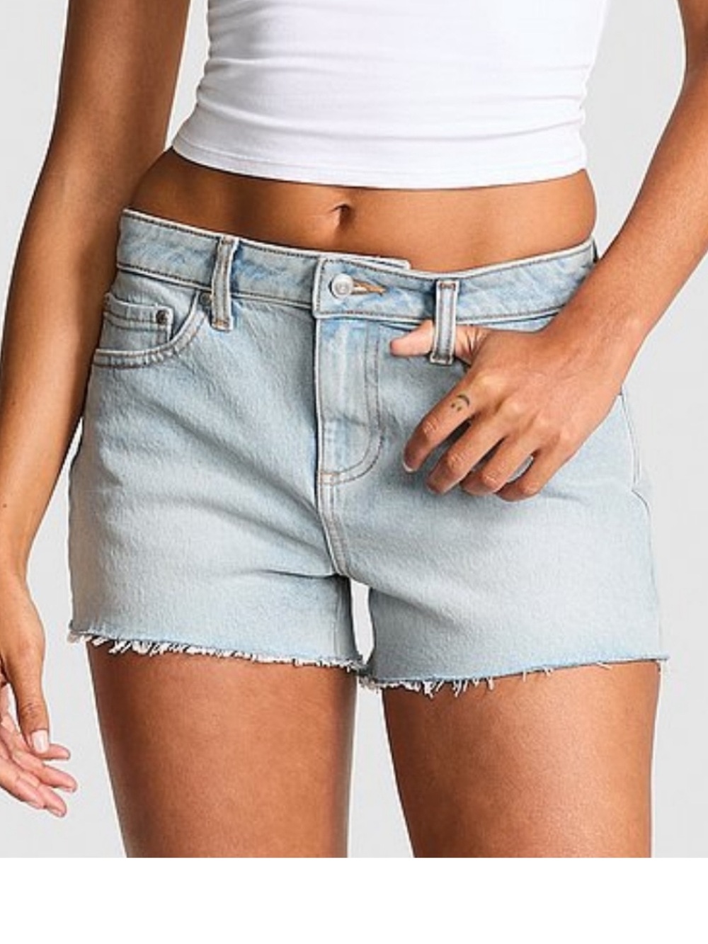 PINK Victoria's Secret Light Blue High-Rise Denim Shorts